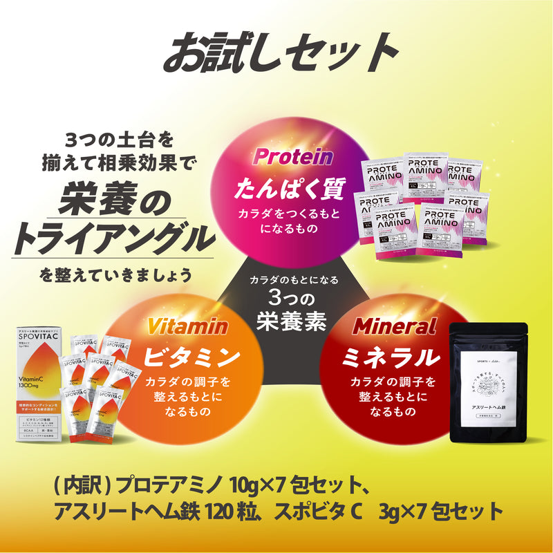 alleraの栄養トリプルセット（プロテアミノ・スポビタC・アスリート